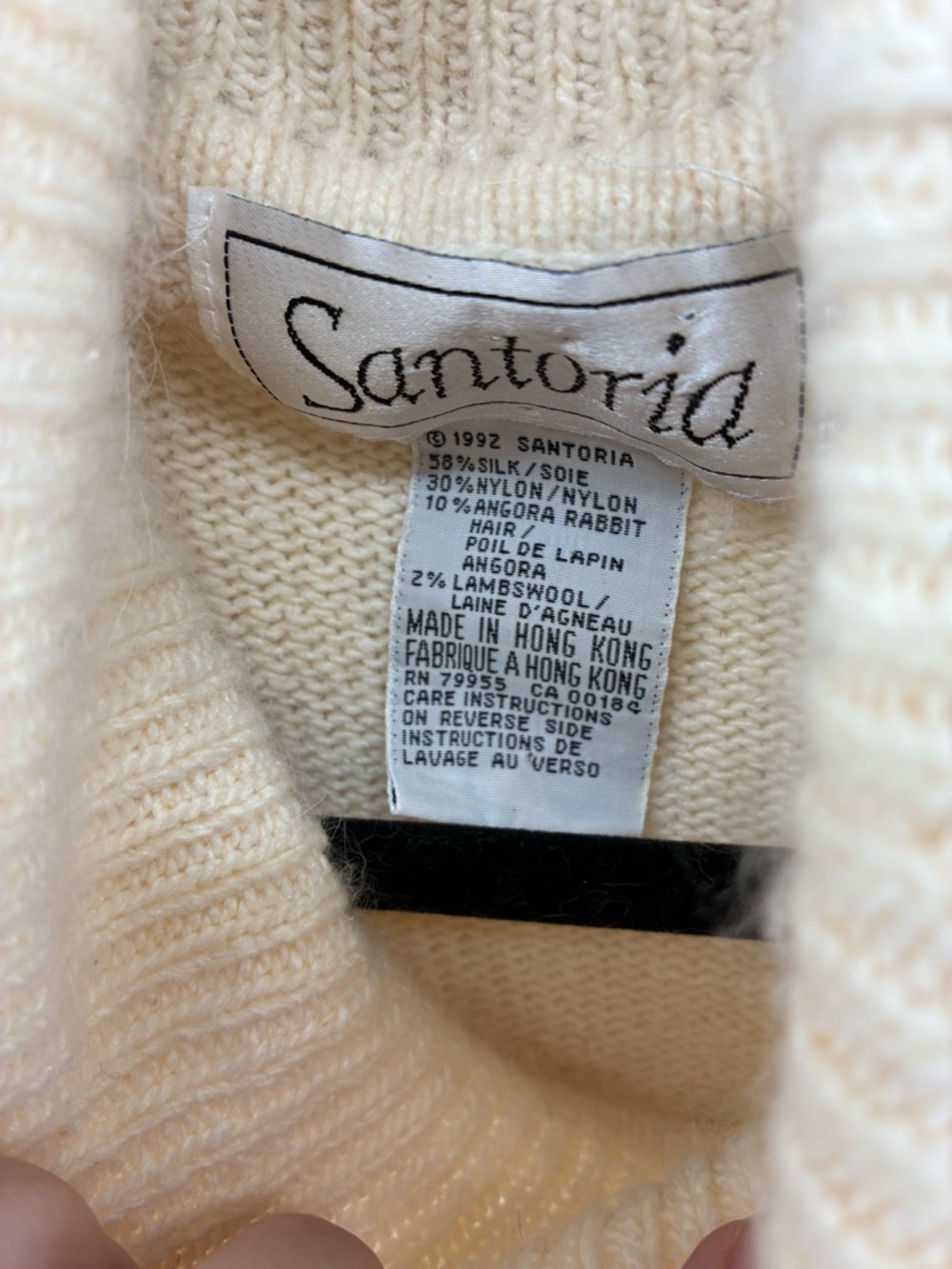 Vintage Santoria Silk, Angora Rabbit Hair, & Lambswool Blend Beaded Sweater - Picture 5 of 9